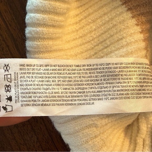 Mango Striped Cropped Chunky Knit Roll Neck 1/4 Zip Cream Camel Plus 2X EUC - Picture 6 of 13